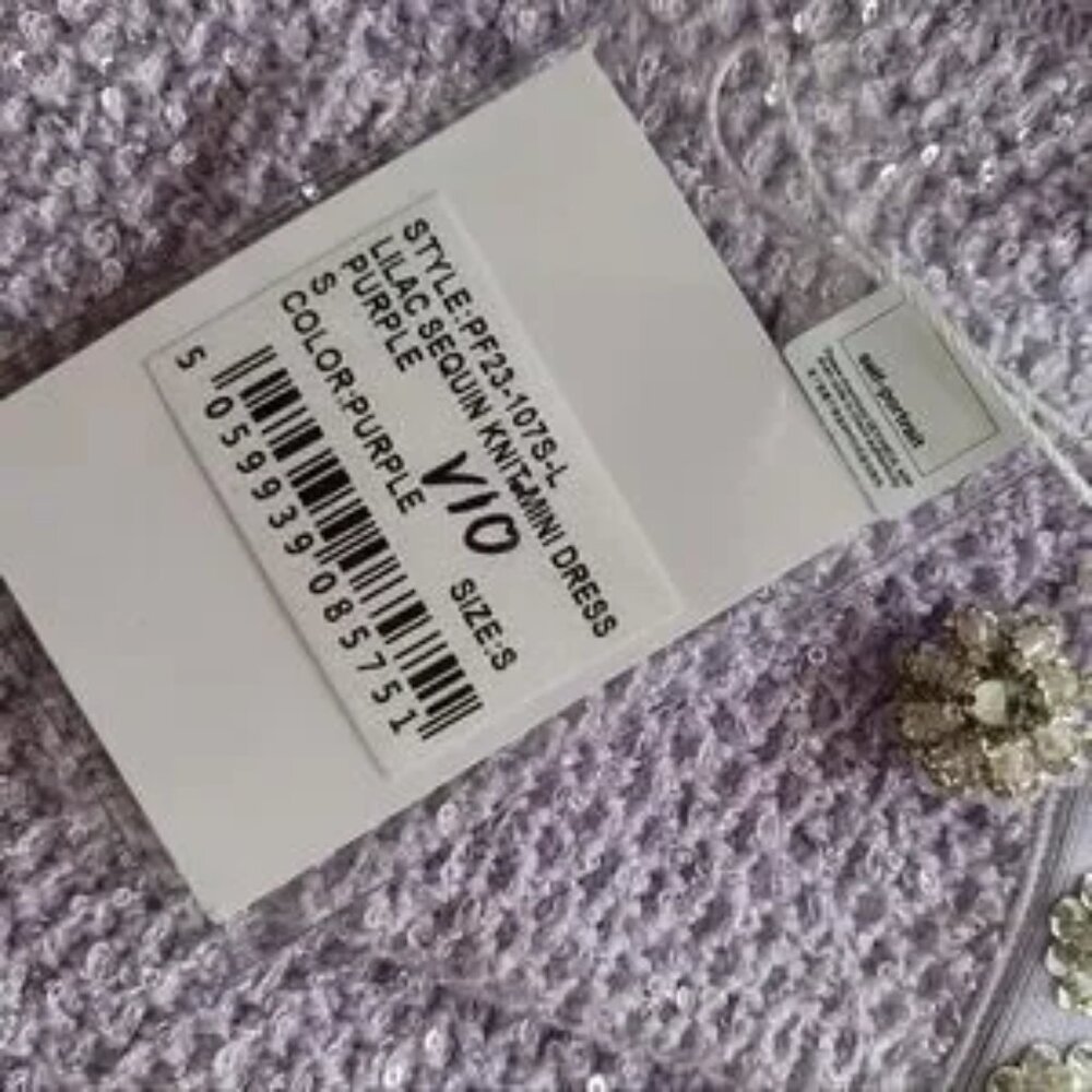 NWT Self -portrait lilac,purple Sequin knit mini dress Size S, - Picture 9 of 15